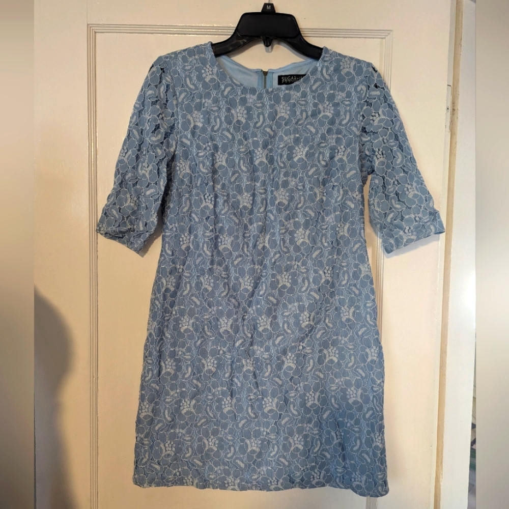 Elegant Blue Lace Dress